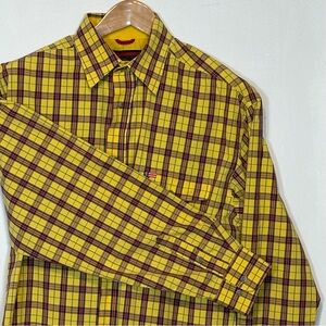 Wrangler Men's Twenty X Yellow and Red Plaid Men's Shirt Size L